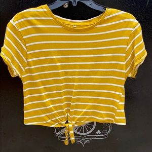 yellow & white crop top